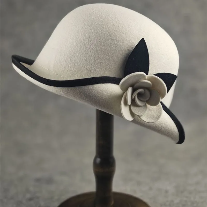 

Fengshan Camellia модный модный универсальный цилиндр в западном стиле дорожная полузавитая шерстяная шляпа для бассейна женская фетровая шляпа