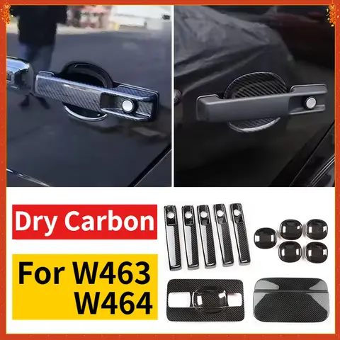 메르세데스-벤츠 G 클래스 W463 W464 G65 G55 G63 G500 G550 리얼 드라이 카본 파이버 스타일 외장 도어 핸들 및 볼 액세서리