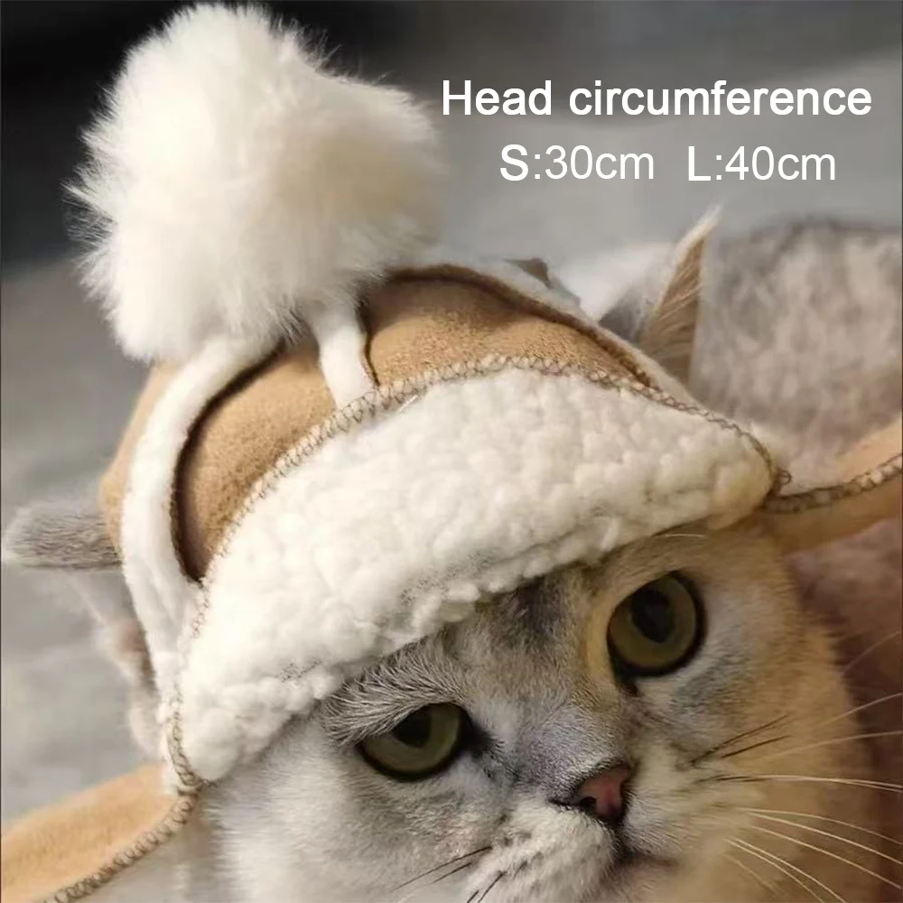 

Vintage Brown Aviator Hat for Dogs Cats, Warm Shearling Pilot Cap Winter Helmet for Small Medium Large Pets, Cute Cosplay