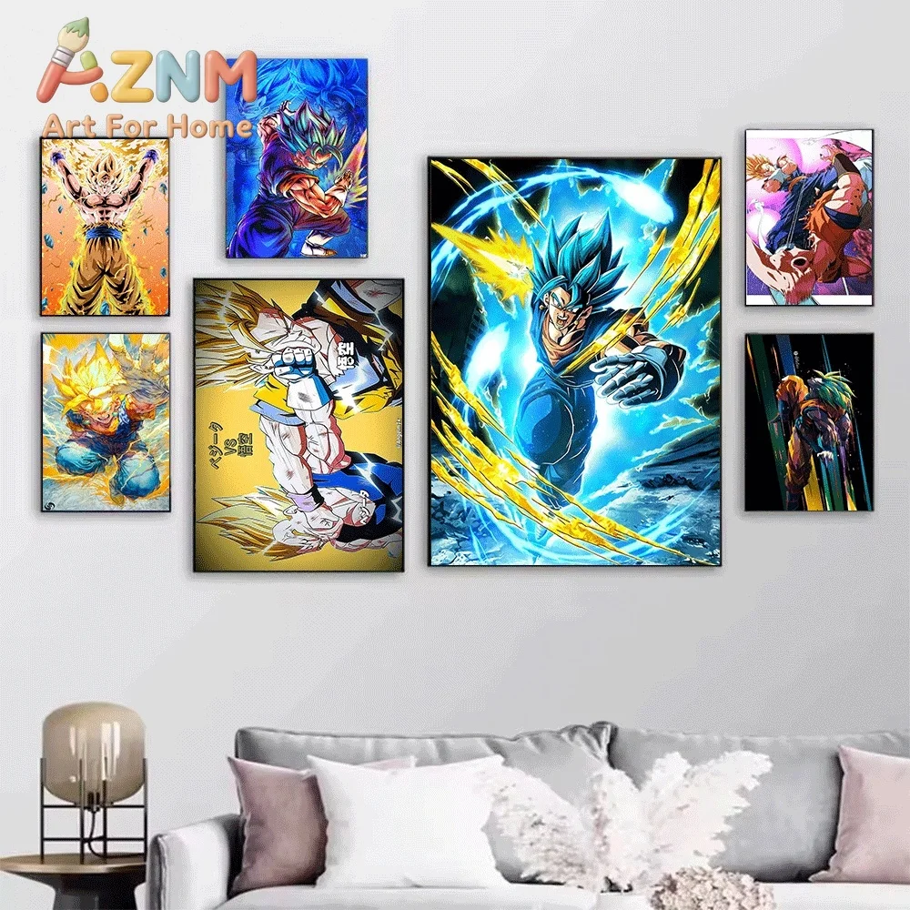 Dragon Ball Anime Canvas Wall Art No Frame Super Saiyan Gohan Trunks Goku Vegeta Manga Print Painting Home Living Room Bedroom