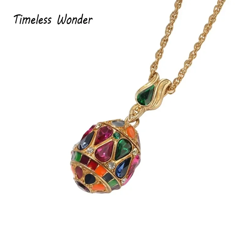 Timeless Wonder Retro Zircon Geo Charm Chains Necklace for Women Designer Jewelry Goth Runway Trendy Rare Gift Top Luxury 4526