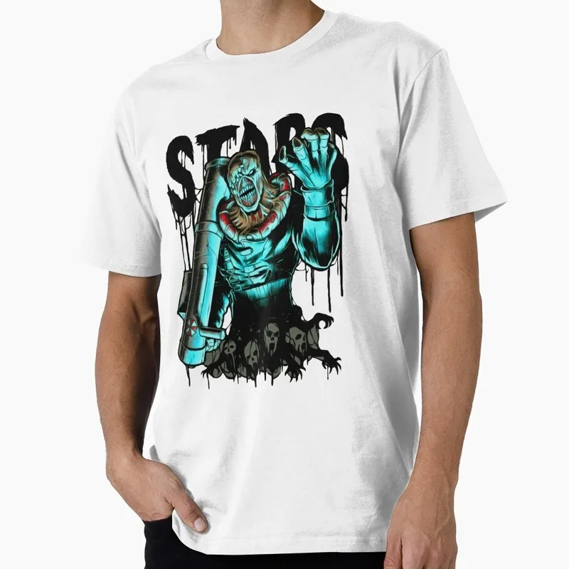 Vintage Resident Evil Nemesis Stars T‑Shirt Biohazard RE3 Horror Movie Game Graphic Print Tee Retro Unisex Streetwear Tops