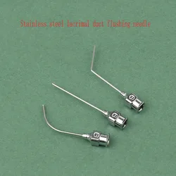 Ophthalmic irrigating needle, stainless steel instrument, lacrimal duct surgery flat mouth needle, straight curved angle type, 4