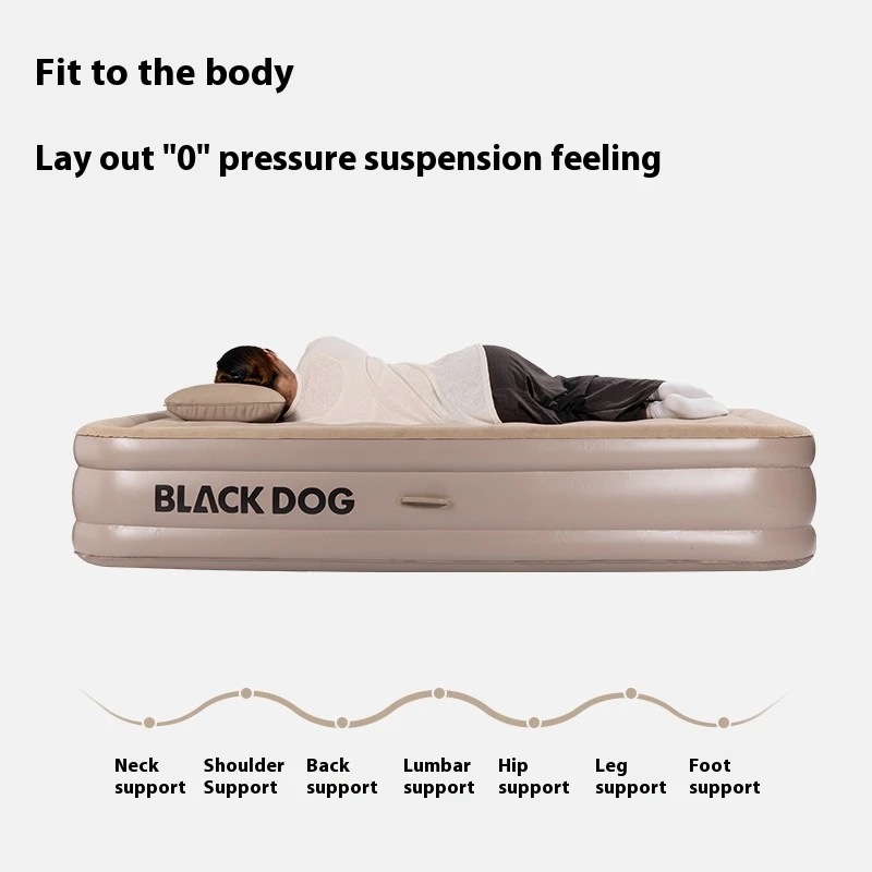 Naturehike BLACKDOG Campig مرتبة قابلة للنفخ تلقائيًا قابلة للطي 40 سم 3 طبقات عالية 3 م2 سطح نوم كبير مع مضخة مدمجة