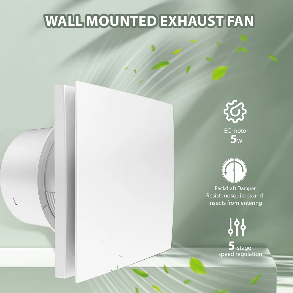 KCvents Ventilation Fan With Backdraft Damper and Remote Control For  Bathroom Room Kitchen Wall Mount Home ECO Friendly 4/6in