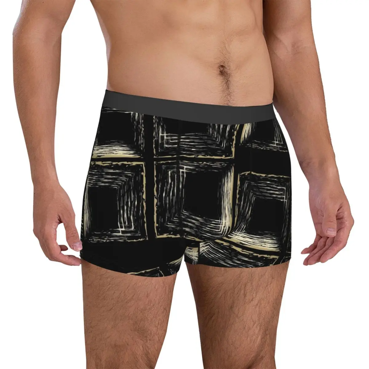 Retro Mod Underwear Abstract squares Males Shorts Briefs Soft Trunk Hot Sublimation Plus Size Underpants