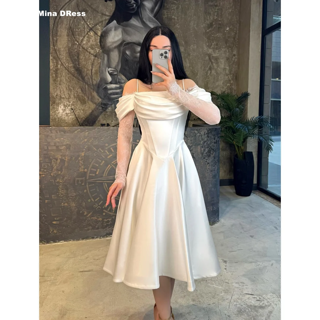 

Mina Customized Ivory White Elegant Chic Woman Evening Dress One Shoulder Luxurious Evening Dresses for Special Occasions Party