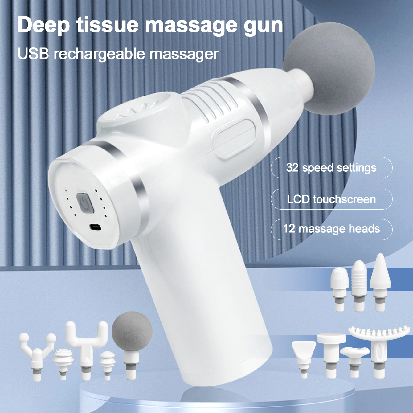 Health Wellness - 12 masaj başlıklı fasya tabancası, kas