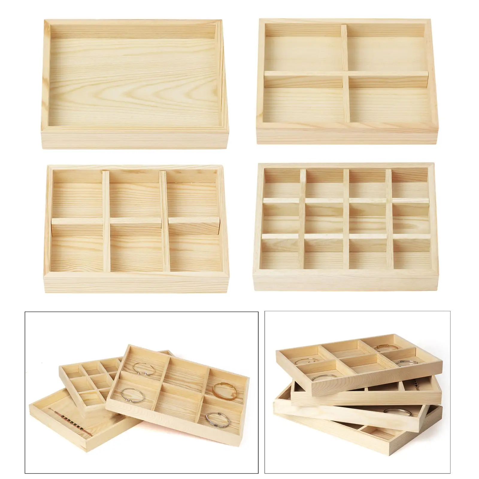 

Multi-Purpose Jewelry Display Tray Storage Case Beads Holder Bracelets Gemstone Container Rings Earring Display Plate Drawer