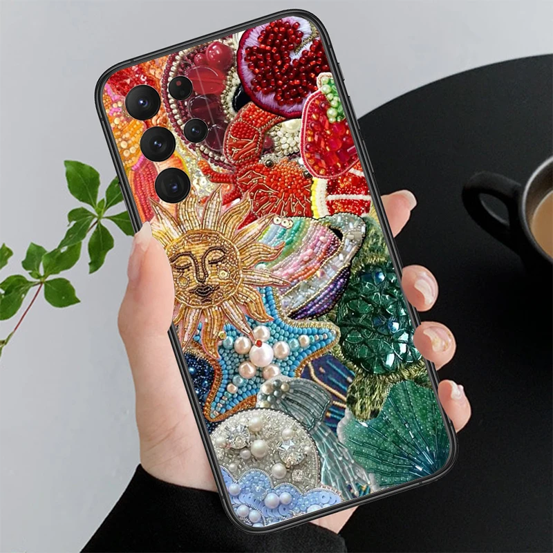 مطرز الفاكهة الكواكب المحيط الحيوان حقيبة لهاتف سامسونج A55 A16 A56 A36 A23 A35 A15 A53 A54 A33 A34 A25 A05S A52 A52S A14 A13 A71 #5