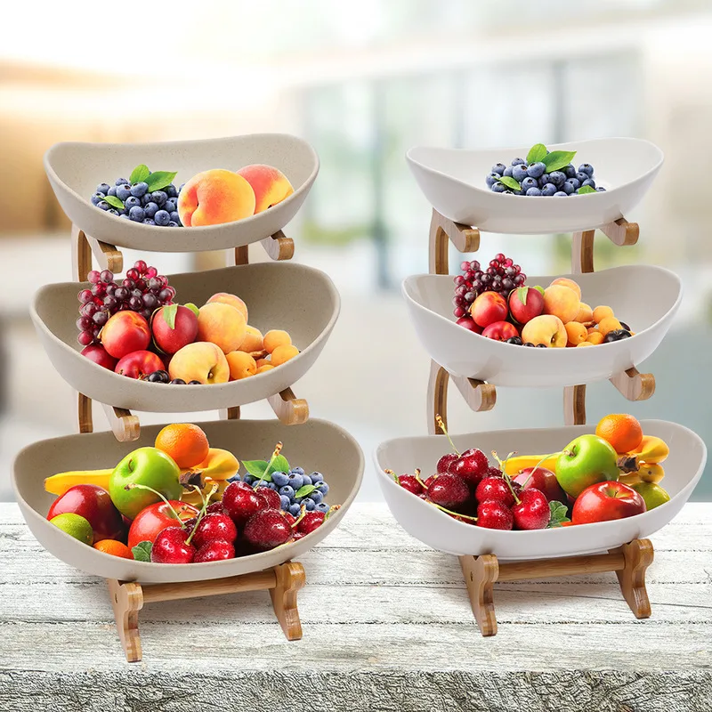 

Three Layer Ceramic Plate Modern Style Bowls Fruit Vegetable Basket Holder for Home Living Room Kitchen Accessories