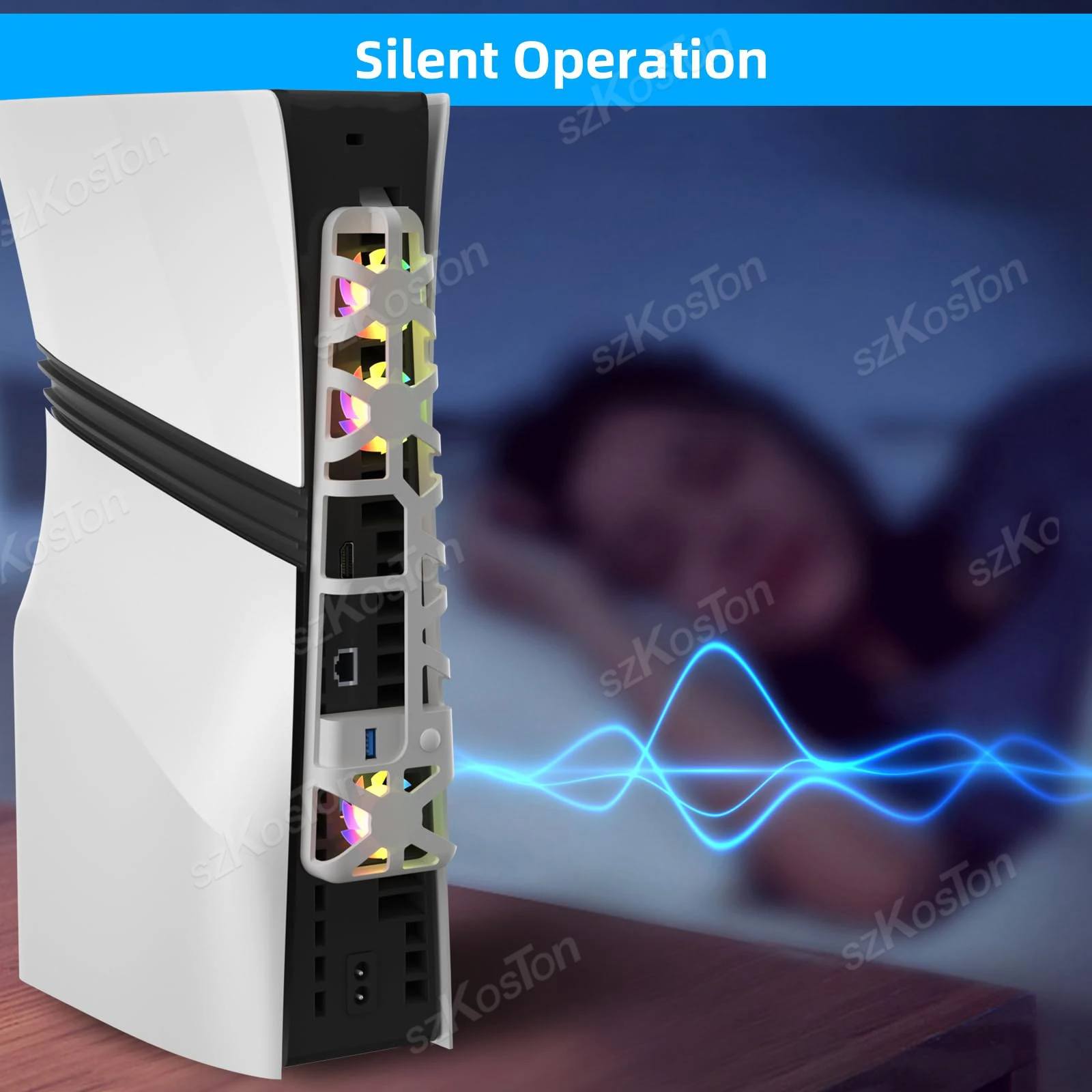 Untuk Konsol PS5 Pro Kipas Pendingin Fungsi Kontrol Suhu Penginderaan Cerdas dengan Pencahayaan RGB Aksesori Gaming Port USB 3.0