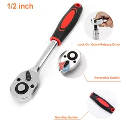 1/2 Inch Ratchet Wrench 24 Tooth Drive Ratchet Socket Wrench Tool Multi-function DIY Bicycle Motorcycle Car Hand Tools