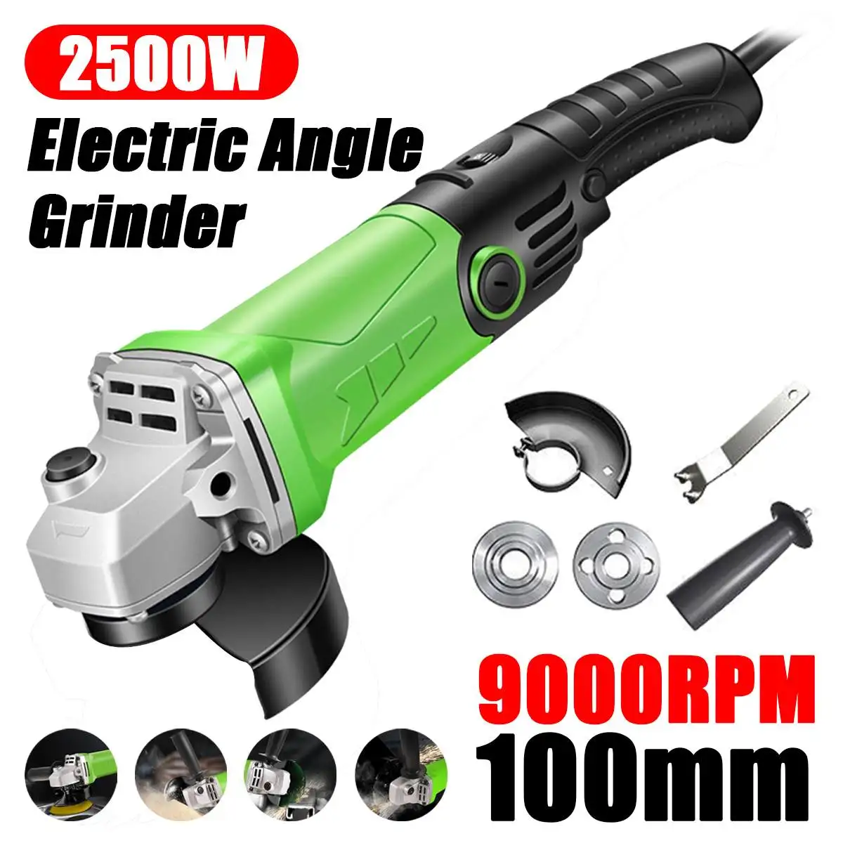 

1800W Electric Angle Grinder 100mm 6 Speed Control Variable Speed Corner Grinding Equipment Machine Polishing Tool Power Tools