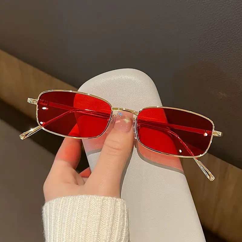 New Small Rectangle Retro Sunglasses Luxury Metal Designer Casual Shades Man Women's Fashion Sun Glasses view 4