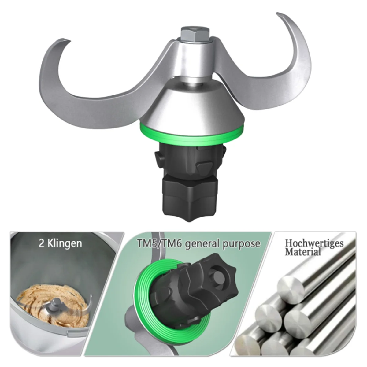 Ersatz-Mixklinge für Vorwerk Thermomix TM5 TM6 Küchenmaschinenzubehör, Teigmesserkopf aus Edelstahl