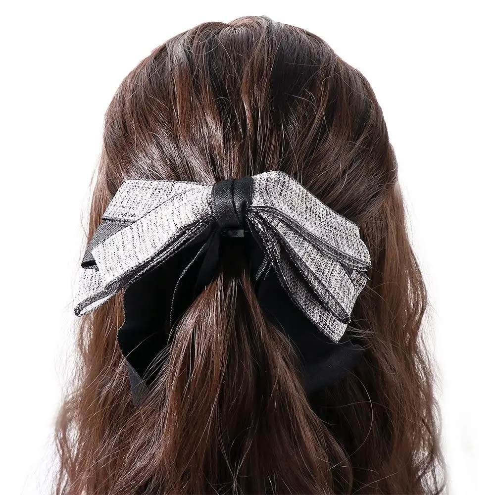 Sweet Vintage Temperament Resin Ribbon Party Women Hair Accessories Korean Style Hair Wear Bow Banana Clip Vertical Clip