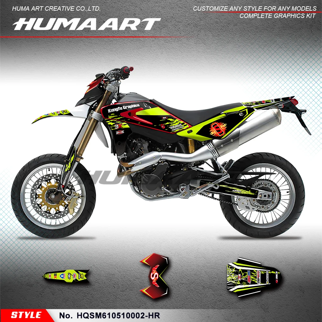 

HUMAART Sticker MX Decal Kit for Husqvarna SM 610 2005 2006 2007 2008 2009 2010, HQSM610510002-HR