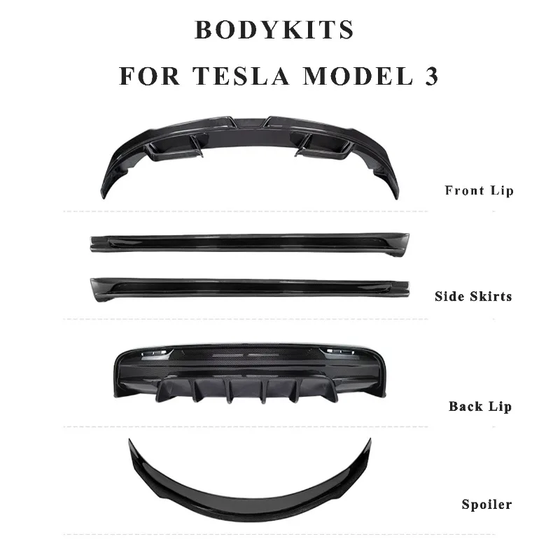 Auto Accessories Dry Carbon Fiber Side Skirts Body Kits Facelift Bodykit For  Model Y