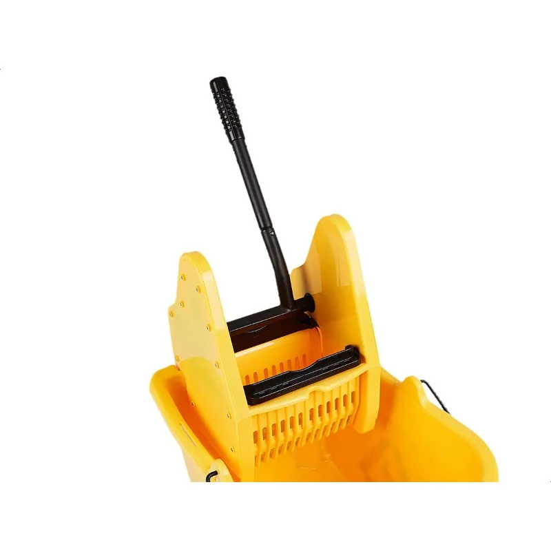 Rectangular Mop Bucket and Down Press Wringer Combo, 35-Quart, Yellow