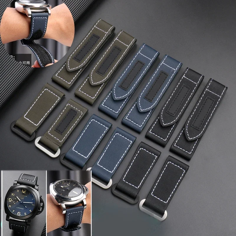 

Nylon Canvas Watchband For Panerai PAM01118/01661/441 Sticky carbon fiber Wrist strap Large size Bracelet Accessories 24mm 26mm
