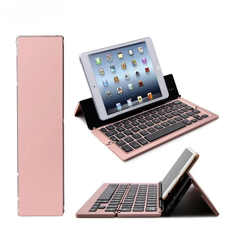 Bluetooth Folding Keyboard Aluminum Alloy Foldable Wireless Keypad for IOS Android Windows for Ipad Tablet Portable Mini Keypad
