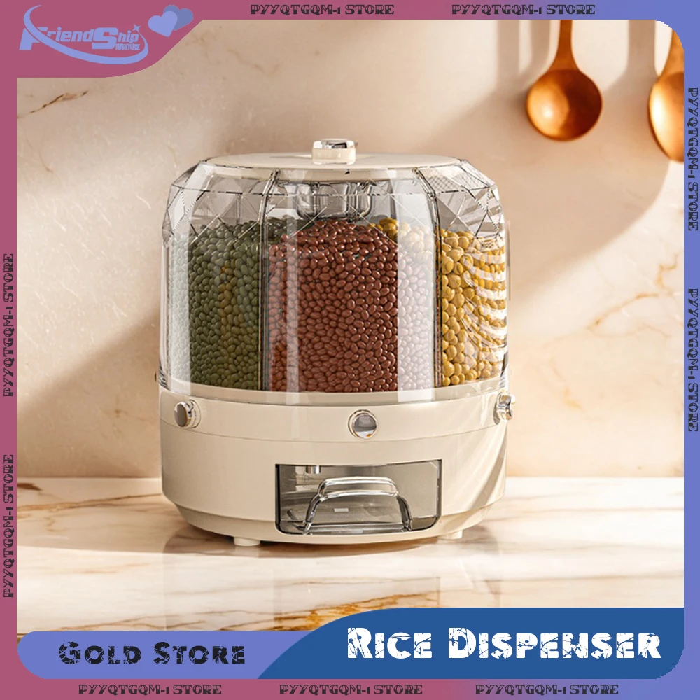 Kitchen Storage Rice Dispenser Food Container Rotating Sealed Dry Cereal Grain Bucket Moisture-proof  Kitchen Storage Container