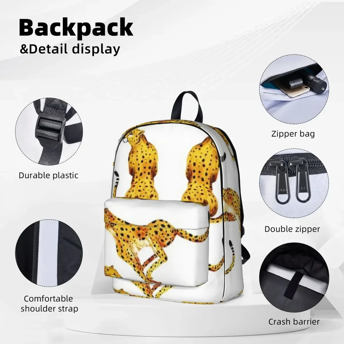 Cheetahs Backpack Casual Children School Bag Laptop Rucksack Travel Rucksack Large Capacity Bookbag