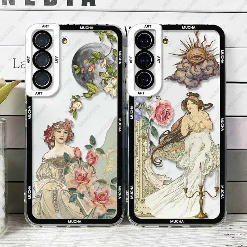 Case For Samsung Galaxy S24 S20 S21 S22 S23 A13 A21s A32 A33 A50 A52 A53 A73 A54 A14 Soft Cover Alphonse Mucha Art