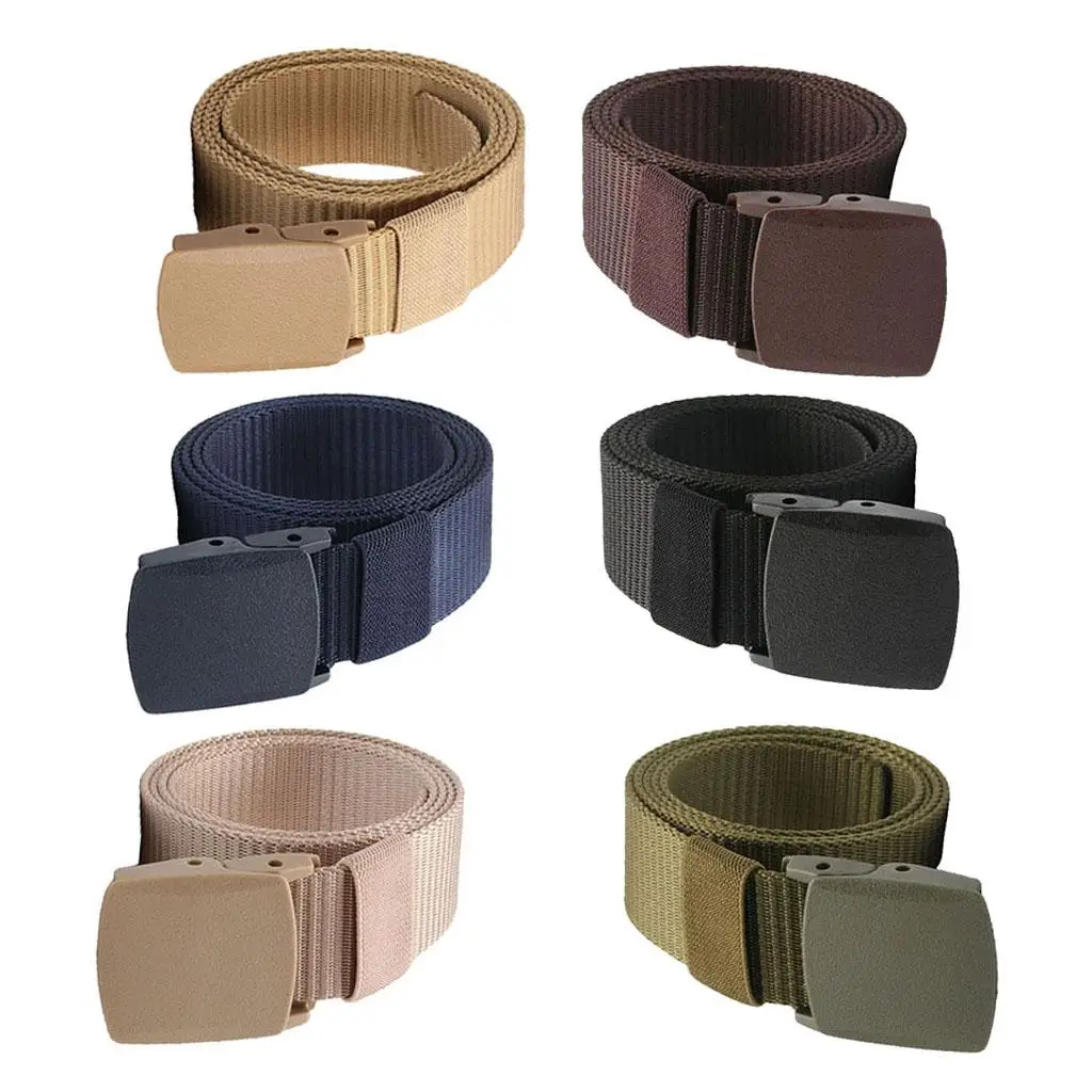 Men Women Heavy Duty Nylon Webbing Belt Travel Long Police Trouser Waistbelt