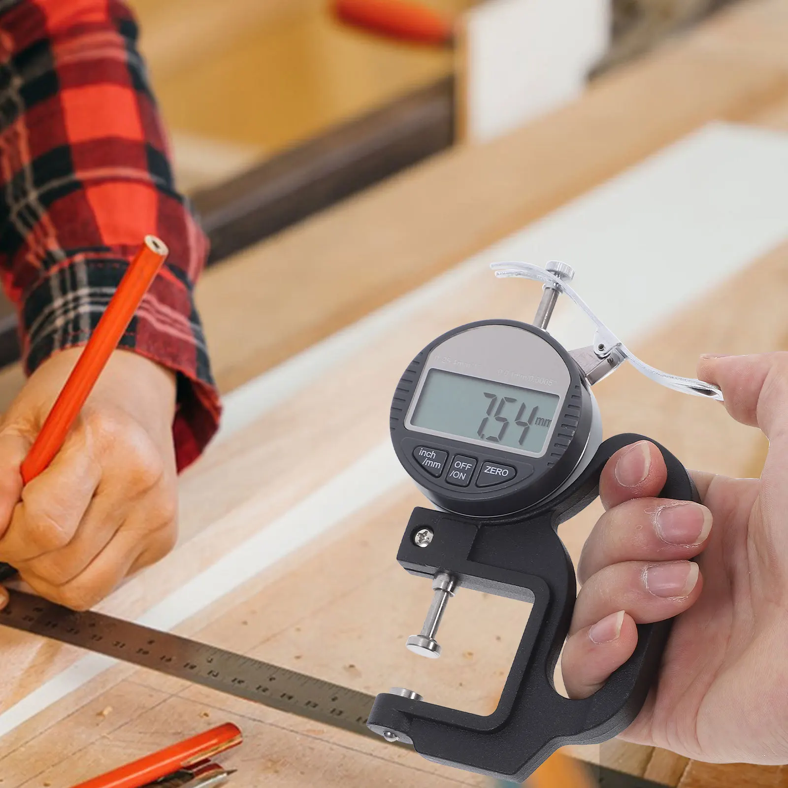 Medidor de espessura digital 0-25.4mm, medição para placa de lente, placa de aço, filme de papel, fita de pano, medidor de espessura