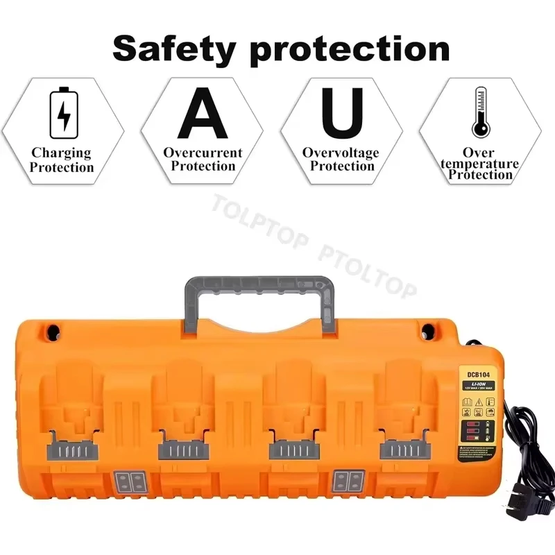 

Battery Charger For Dewalt 10.8V 12V 20V 60V Lithium Batteries 4-Port 3A 320W Fast chargers DCB105 DCB118 DCB112 DCB119 DCB102