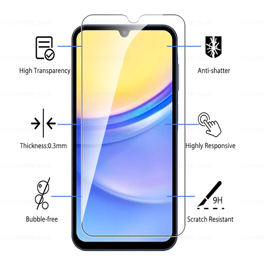 Protectores de pantalla de vidrio templado para Samsung Galaxy A15, 5G, 3 unidades