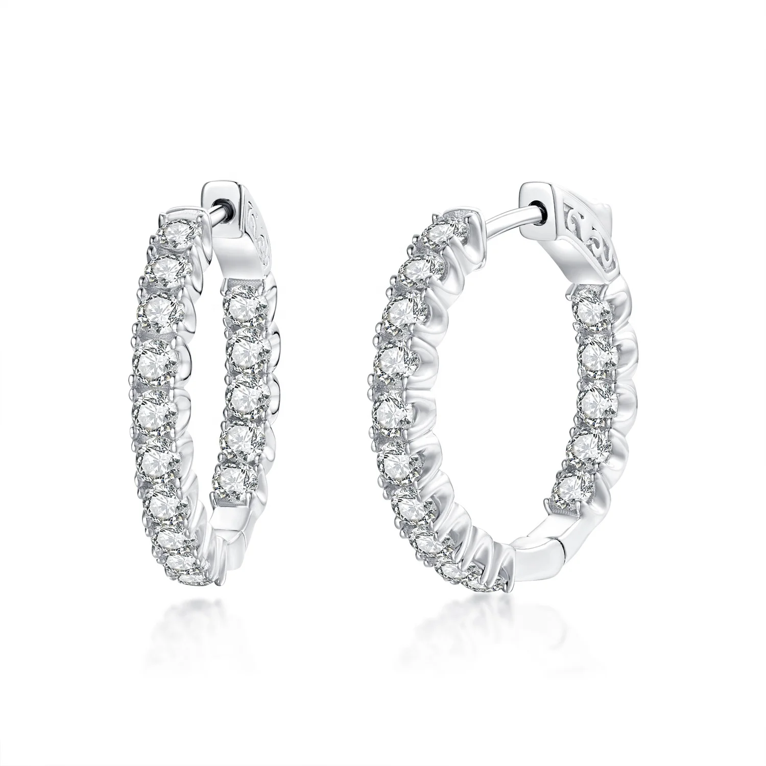 

Jewelry Manufacturer 25mm Round 10K 14K Gold Moissanite Hoop Earrings for Women