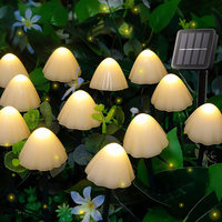 Set Of 10/20Pcs 8 Modes Mushroom Solar Lights Solar Pathway Lights Outdoor Fairy  Light For Garden Backyard Lawn Party Christmas