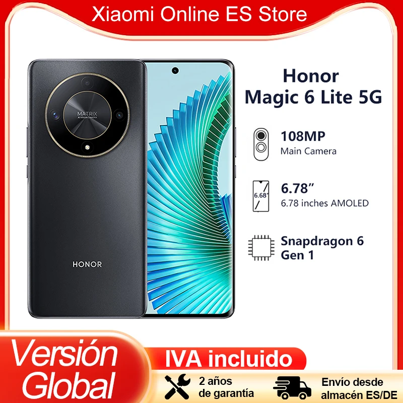 Global Version HONOR Magic 6 Lite 5G Smartphone 6.78‘’ 1.5k Super Clear Screen 108MP Camera Snapdragon 6 Gen 1 5300mAh Battery