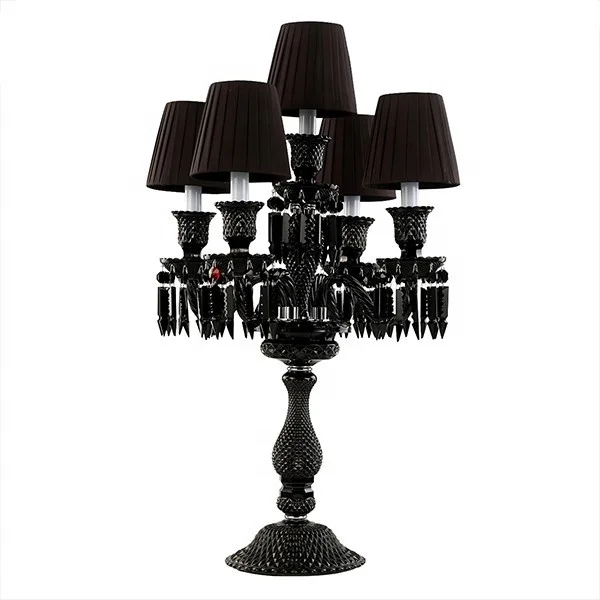 

Modern Style Black Fabric Shade K9 Crystal Glass Desk Table Lamp for Living Room Bedroom Bedside