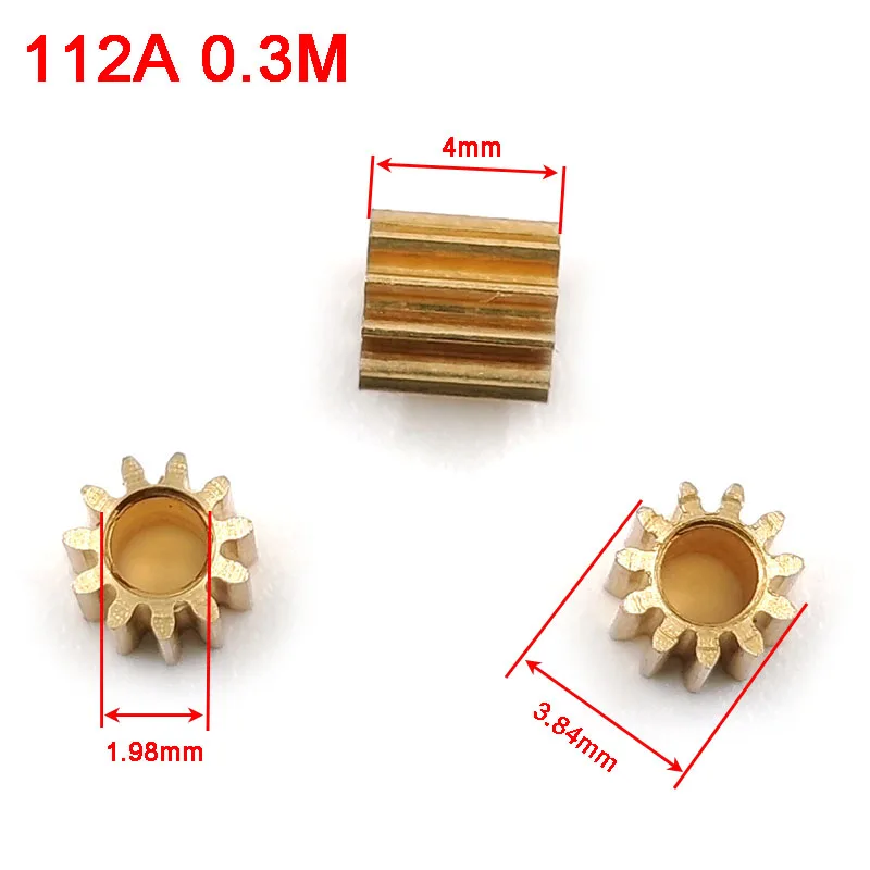 112A 0.3M Copper Pinion OD=3.9mm Hole 1.98mm 11 Teeth Small Metal Gear DIY Repair Telecontrolled Aircraft Parts 11T 2A