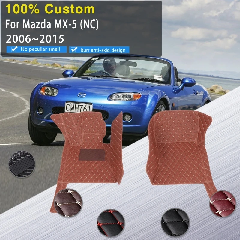 

Car Floor Mats For Mazda MX-5 Miata Eunos Roadster NC1 NC2 2006~2015 2seat Leather Cat Mats Throttle Suspension Car Accessories