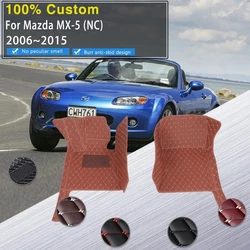 Car Floor Mats For Mazda MX-5 Miata Eunos Roadster NC1 NC2 2006~2015 2seat Leather Cat Mats Throttle Suspension Car Accessories