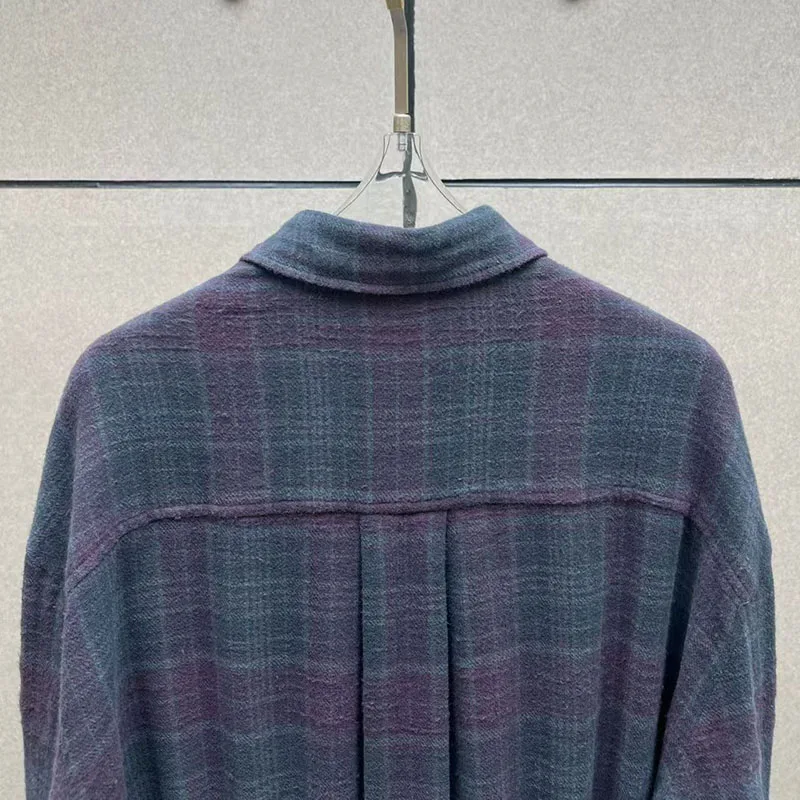 بذلة نسائية منقوشة ذات حافة متوترة وقميص أنيق غير رسمي كبير الحجم عالي الجودة قميص قطن 100% وصل حديثًا 2025، #4