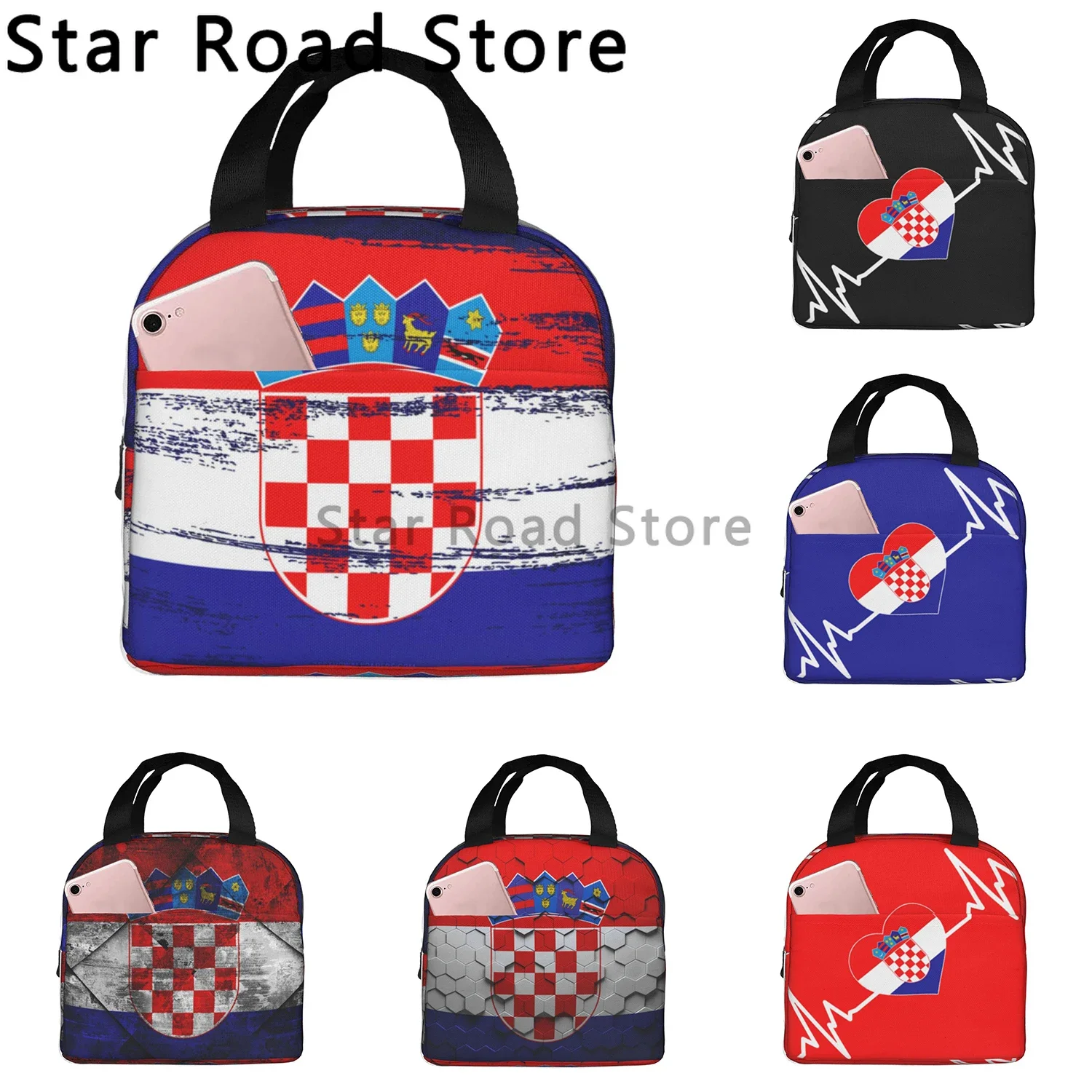 Flag of Croatia Thermal Insulated Lunch Bags Croatian Patriotic Proud Portable Lunch Container for Outdoor Camping Food Box