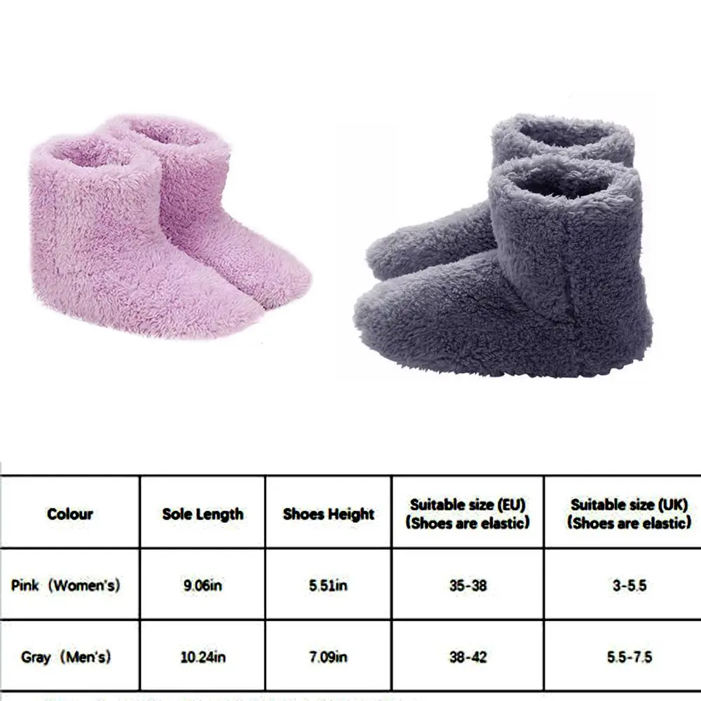 Unisex Comfortable Washable Plush Electric Heated Shoes Warm Foot Foot Warmer Shoes Winter Warming Slipper