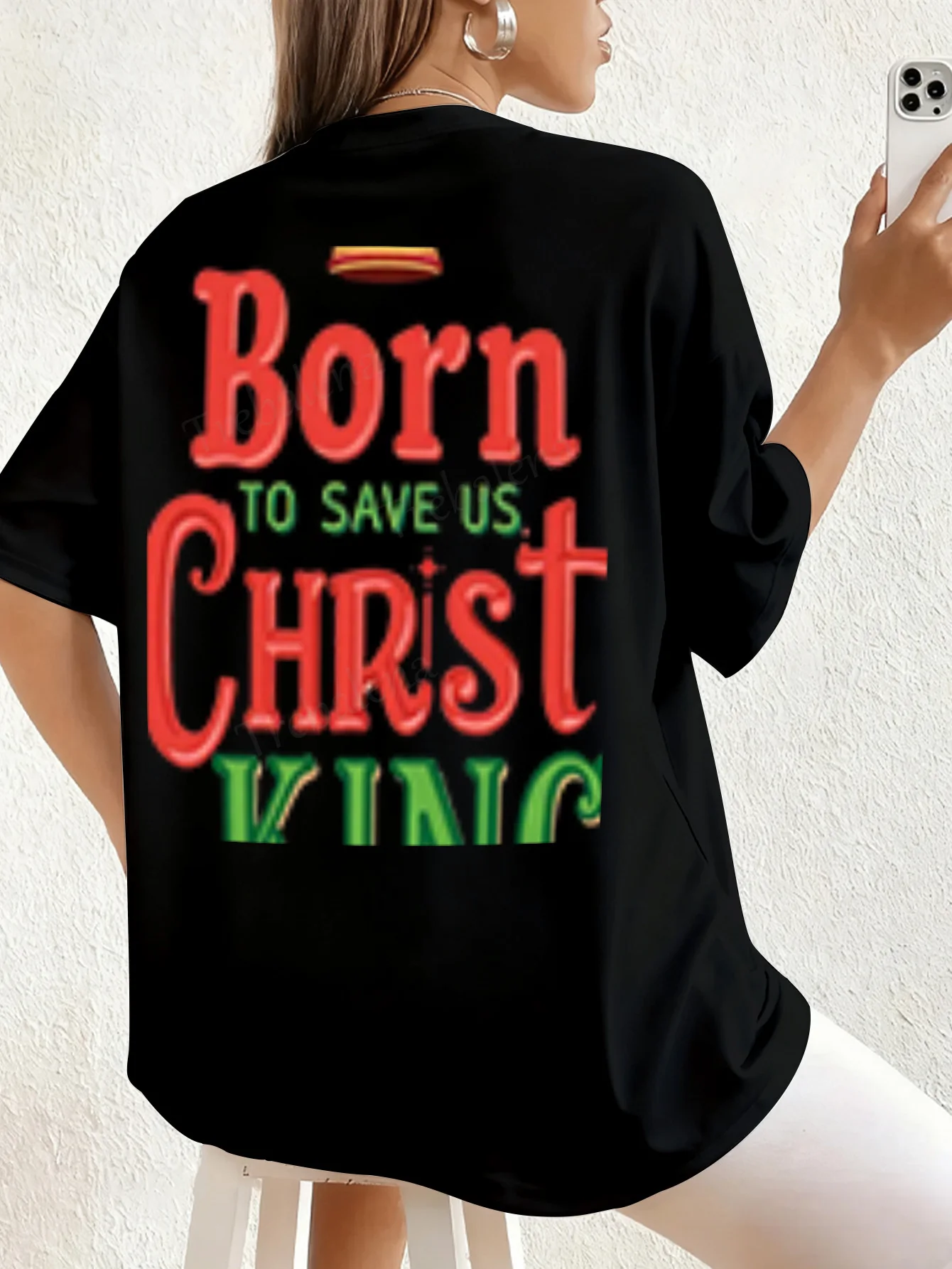 เสื้อยืดผู้หญิง ประสูติมาเพื่อช่วยเรา พระคริสต์เจ้า -เสื้อยืดผู้หญิงแนวศาสนา