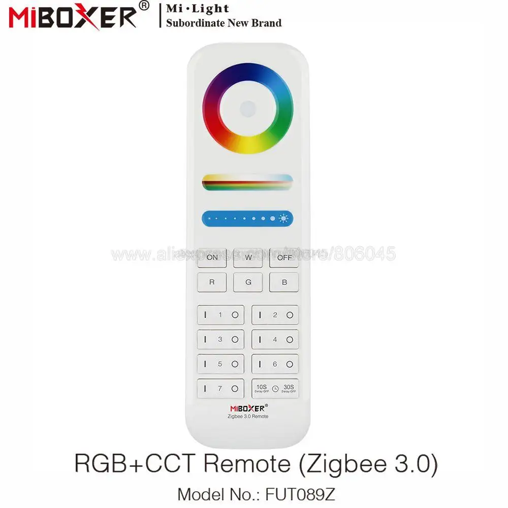 

Miboxer new FUT089Z Zigbee 3.0 RGB+CCT Controller wireless Remote 7 Zones Control Dimmer For Zigbee 3.0 series LED Lights