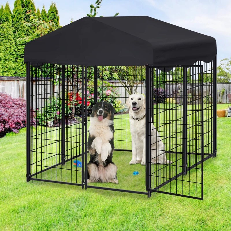 

Large Dog Kennel Outdoor Dogs Welded Wire Kennels with Roof Waterproof Dog Crate Cage Outside Dogs Indoor Pet Playpen House