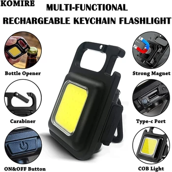 Sleutelhangerlicht sterk licht oplaadbare zaklamp multifunctionele draagbare mini-werklamp voor buiten, kleine draagbare led