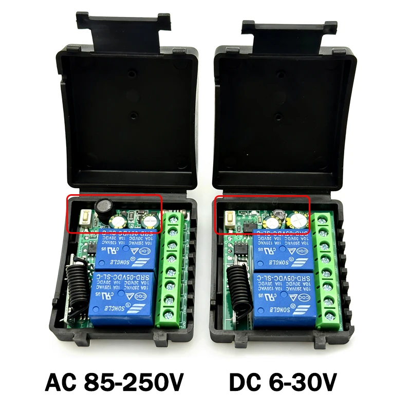 10A Relay Receiver Module 433MHz Wireless Remote Control Switch RF Learning Code Transmitter 2CH For Gate LED Motors Lighting view 3