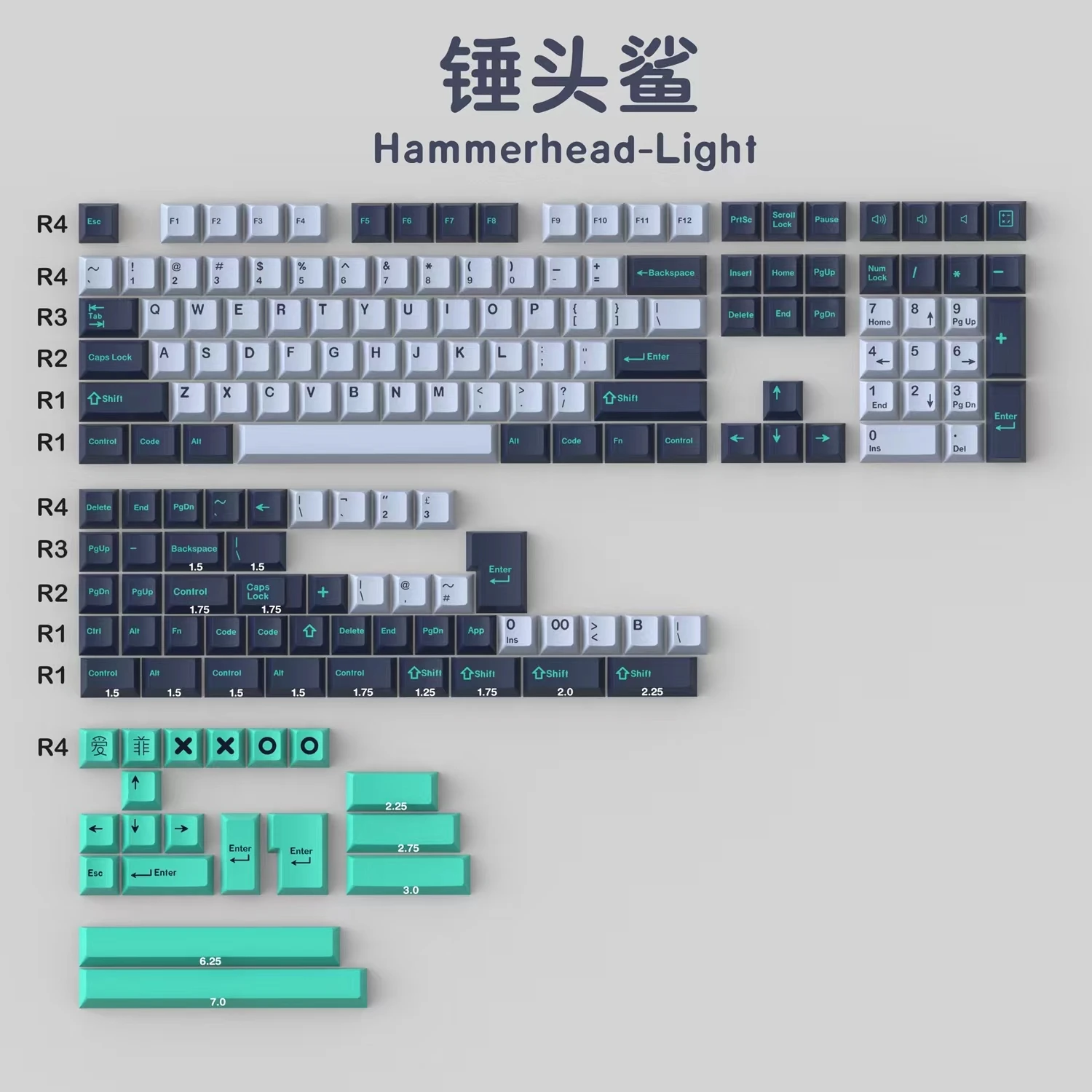 Anh Đào Hồ Sơ Keycaps Cá Nhám Búa Đèn 170 Chiếc Keycaps Cho Đầy Đủ/TKL/ 60 65 75 Phần Trăm Bàn Phím Cơ Với 7U Space