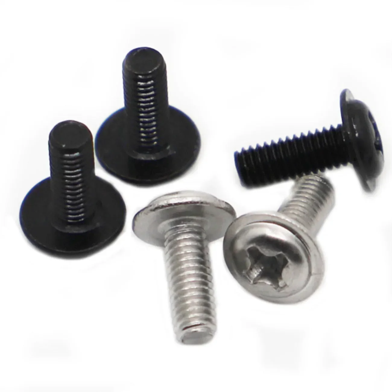 DIN967 304 Stainless Steel / Black Steel Pan Head PWM Screws with Washer Fixed Motherboard Screws With Pad M2 M2.5 M3 M4 M5 M6